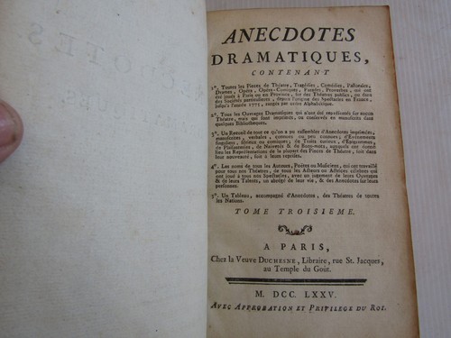 Anecdotes dramatiques tome - dramatiques.,