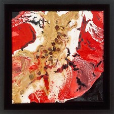 Painting Gifts of the Earth, liquid acrylic, stones, black, red, white, abstract