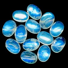 13 Pièces Naturel Bleu Feu Pierre de Lune 7x5mm Ovale Cabochon non Traité Perdre