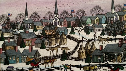 Vintage oil canvas painting