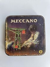 Petite boite tole ancienne MECCANO - Chat et enfant devant une grue - Tin box