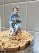 Ancien Santon Creche Noel Devineau Berger Jeune A genoux taille 2  marron 