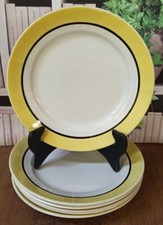 6 Assiettes Plates Modèle Dinard liseré jaune et noir
