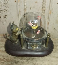 Collection vieux mécanique Cat & Aquarium Pendules / Horloges / Bureau Horloge 