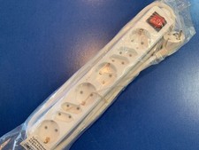 Multiprise 8 Prises Blanche 4 Euro 4 Schuko Avec Interrupteur 31,5 Cm NEU