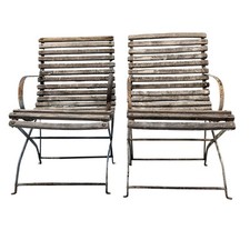 Paire de Fauteuils d'Arras fer forgé et bois