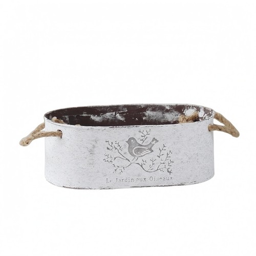 Cache pot fer blanc - blanc, vieilli