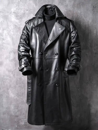 Manteau trench long cuir - trench,