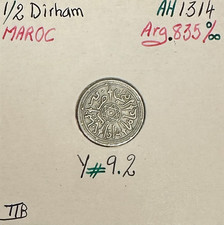 MAROC - 1/2 DIRHAM (AH 1314) -