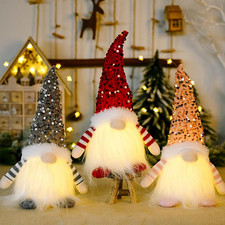 3x gnomes Noël lumineux peluche LED lutin farceur déco table