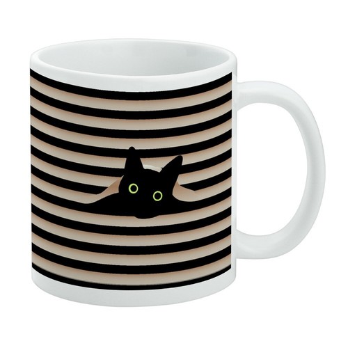 Black cat window - black, mug