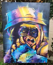 Peinture signée gorille - peinture,