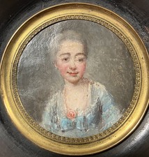 Ancienne huile miniature Inspirée du tableau de Madame de Pompadour par Nattier