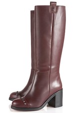 Topshop BALANCE bottes clous jambes hautes UK 6 en Oxblood ( neuves avec boite )