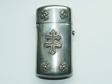 BOITE ÉTUI PYROGÈNE MÉTAL ARGENTÉ DECO CROIX DE LORRAINE AIGLE IMPÉRIAL