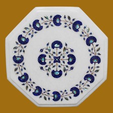 15 " Marbre Coin Table Pierre Pietra Dura Floral Art Cadeau