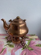 Ancienne Théière Et Support Cuivre Réchaud Samovar Deco Rétro 