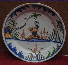 rare magnifique ancienne assiette faïence de moulins décors au chinois n° 2