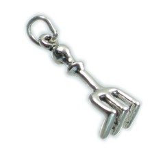 Breloque en argent sterling de jardinage de fourche .925 x 1 Breloques de jardin