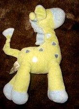 DOUDOU GIRAFE verte et bleue MOTS D'ENFANTS 24  cm  TBE !!