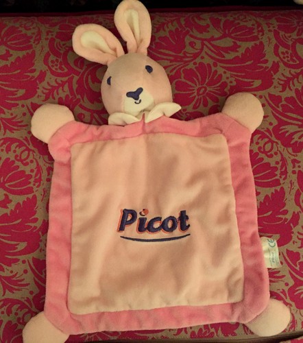 Doudou lapin rose plat - rose,