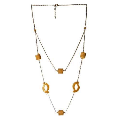 Collier femme sautoir jaune