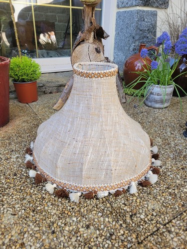 Joli abat jour tissu beige - tissu,