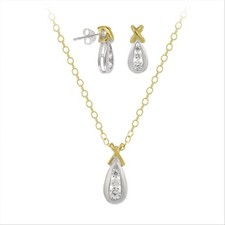 Parure Pendentif CZ En Or 18K