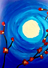 MOONLIGHT, tableau peinture acrylique sur toile, decoration murale, cadeau