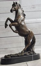 Magnifique Sculpture En Bronze De Cheval Pur Sang Élevé Figurine Cadeau Équestre