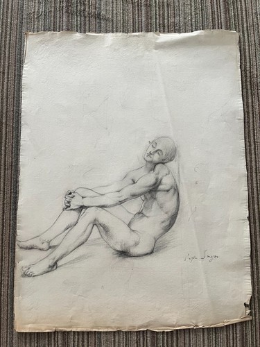 Dessin homme assis - nu, /