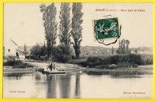 cpa 41 - ANGÉ (Loir et Cher) BAC BATEAU à fond plat pour traversé le CHER Animée
