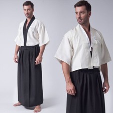 Hommes Japonais Kimono Yukata Ensemble Robe de Chambre Déguisement Cosplay Rétro
