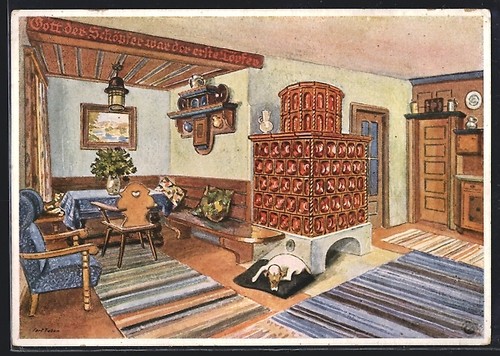 Carte postale poêle - , en