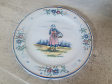 Assiette QUIMPER HB , Paysanne diamètre de 25 cm