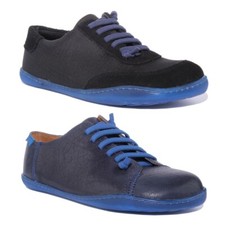 CAMPER Peu Caraco Hommes Élastique Lacets Cuir Shoes IN Bleu Foncé UK Taille 6 -