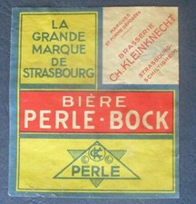 Ancienne étiquette Bière Perle-Bock Strasbourg