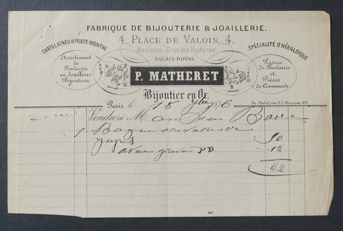 Facture 1876 bijouterie - 1876,