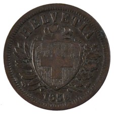 Monnaie, Suisse, 2 Rappen, 1850, Paris, TTB, Bronze, KM:4.1