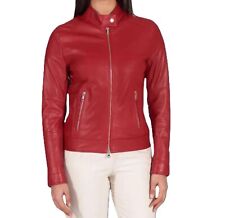 Veste en cuir rouge pour