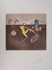 Salvador DALI : Don Quichotte, Miroir de la Chevalerie, Gravure originale signée