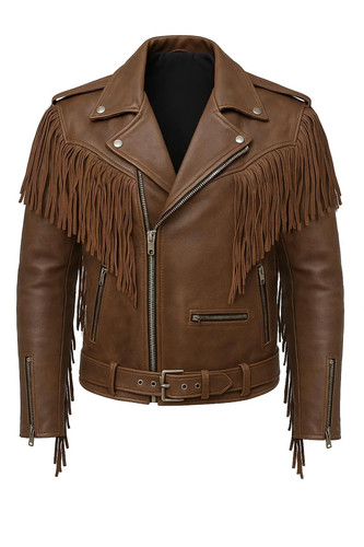 Blouson moto homme cuir marron