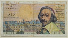 10 FRANCS 7-6- 1962 Z.219 Richelieu BILLET FRANCE