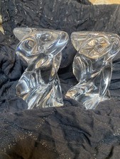 Paire de bougeoirs design vintage modèle Torche en cristal de Saint Louis