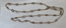 Beau Collier Chaîne Sautoir Argent 800 Art deco 100 cm 27 gr mailles filigranée