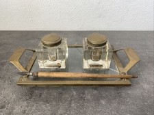 Ancien Double Encrier Laiton