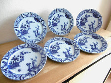 SIX ASSIETTES DESSERT FAIENCE  CREIL MONTEREAU XIX ème DECOR JAPON Lot 4.