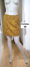 Cotélac Taille 36 Superbe jupe jaune ocre moutarde  à motifs