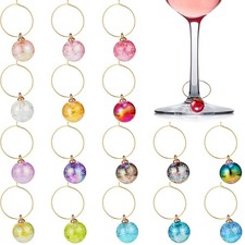 Lot de 16 breloques en verre à vin,Marqueurs en verre,Marqueurs pour vin,Bach...