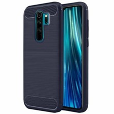Coque Xiaomi Redmi Note 8 Pro Etui Gel Housse Fibre Carbone Luxe TPU, Bleu Foncé